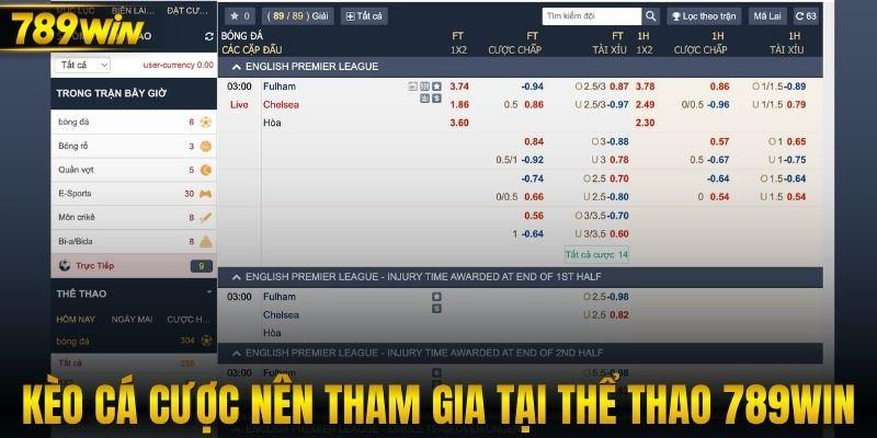 Kèo cá cược nên tham gia tại thể thao 789WIN